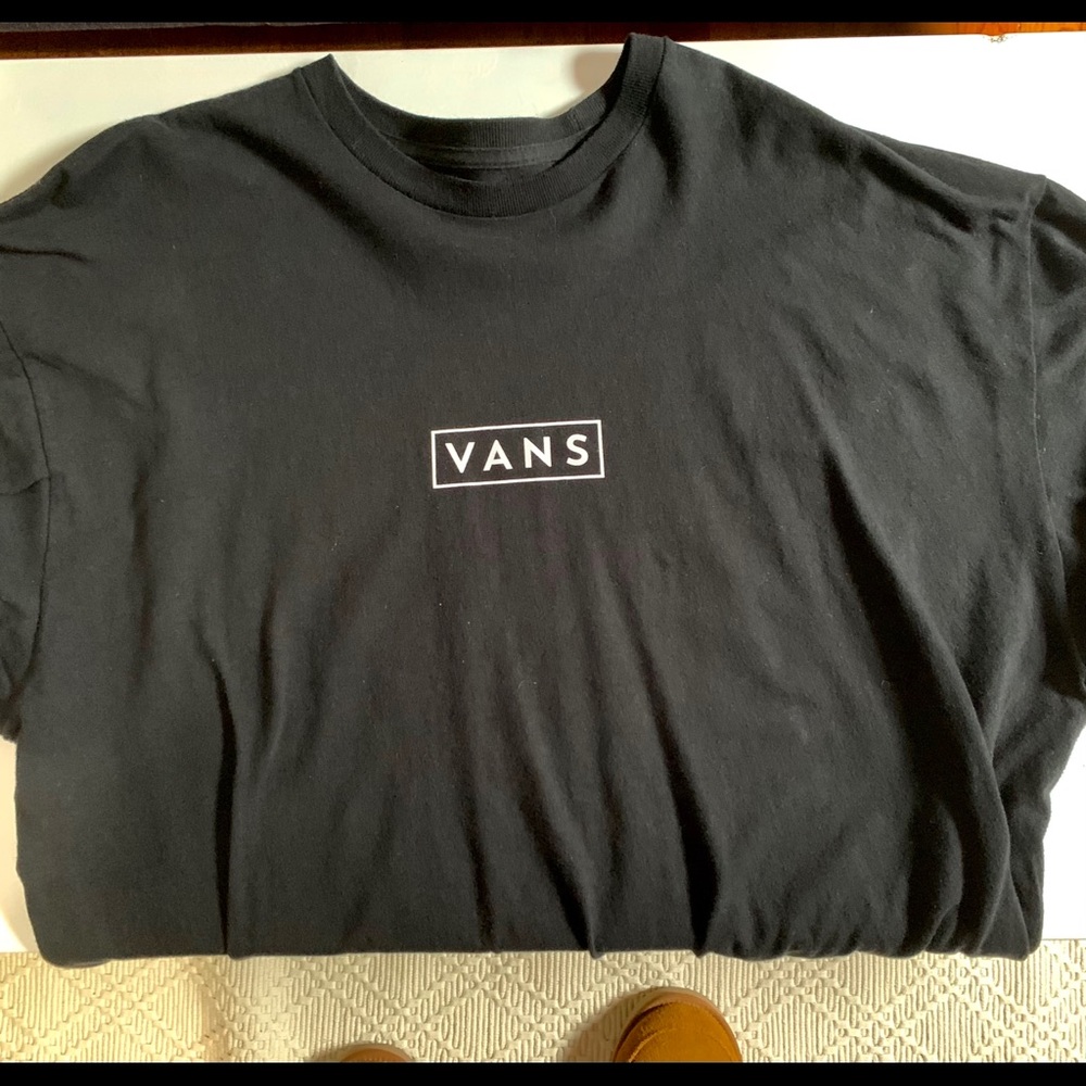 Plain Black Vans logo long sleeve